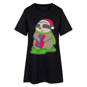 Sloth Christmas Christmas Hat - Women’s T-Shirt Dress - black - Front