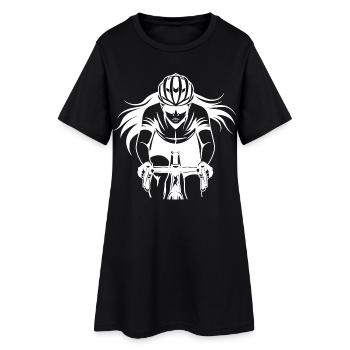 Female cyclist Drawing - Women’s T-Shirt Dress - black - Front