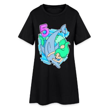 5ème Anniversaire Motif Dauphin - 5 ans - Robe T-shirt Femme - noir - Devant