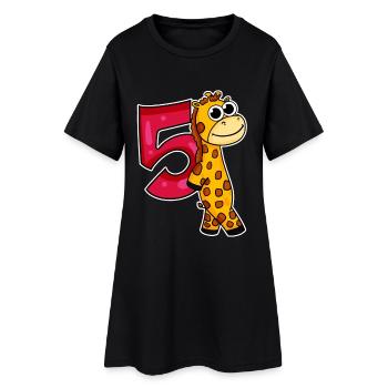 Motif 5ème Anniversaire Girafe - 5 ans - Robe T-shirt Femme - noir - Devant