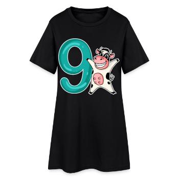 9ème anniversaire motif vache - 9 ans - Robe T-shirt Femme - noir - Devant