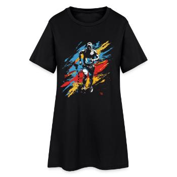 Dessin de garçon marathon - Robe T-shirt Femme - noir - Devant