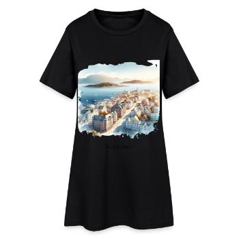 Ålesund Vue sur la ville Scandinavie Norvège Été - Robe T-shirt Femme - noir - Devant