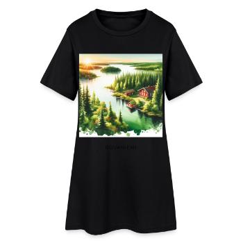 Forêt d’été Rovaniemi Scandinavie Finlande Nature - Robe T-shirt Femme - noir - Devant