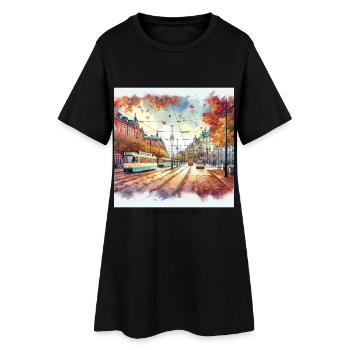 Automne Göteborg Scandinavie Suède Stad - Robe T-shirt Femme - noir - Devant