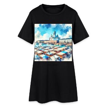 Kauppatori Market Helsinki Scandinavia Finland Sun - Women’s T-Shirt Dress - black - Front
