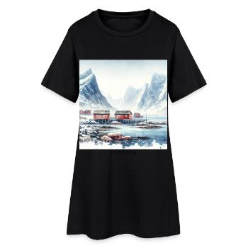 Lofoten Mountains & Rorbuer Scandinavia Norway - Women’s T-Shirt Dress - black - Front