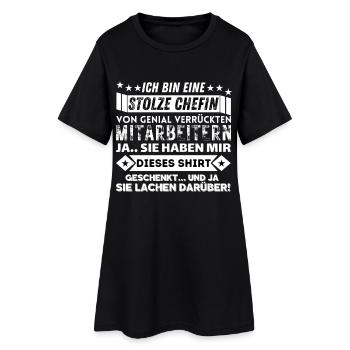 stolze chefin von genial verrückten mitarbeitern - Frauen T-Shirt-Kleid - Schwarz - Vorne