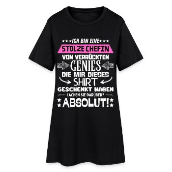 ich bin eine stolze Chefin von verrückten Genies - Frauen T-Shirt-Kleid - Schwarz - Vorne