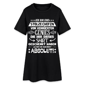 Ich bin eine stolze Chefin von verrückten Genies - Frauen T-Shirt-Kleid - Schwarz - Vorne