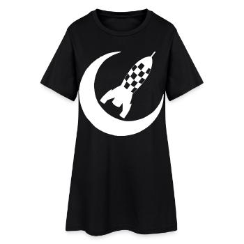 White rocket and half moon - Women’s T-Shirt Dress - black - Front