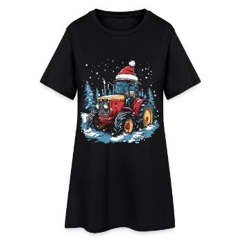 tracteur Noël agriculteur Chapeau de Noël agriculteur - Robe T-shirt Femme - noir - Devant