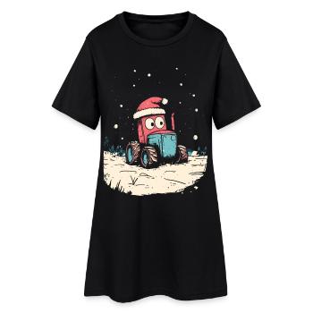 Agriculteur Tracteur de Noël Chapeau de Noël Agriculteur - Robe T-shirt Femme - noir - Devant