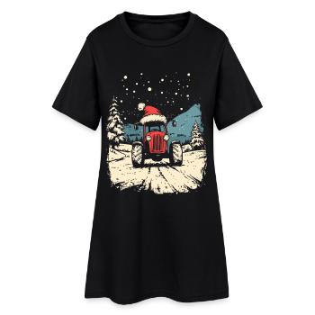 tracteur Noël agriculteur Chapeau de Noël agriculteur - Robe T-shirt Femme - noir - Devant