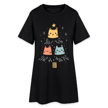 Chats arbre de Noël Chat amoureux Cadeau - Robe T-shirt Femme - noir - Devant