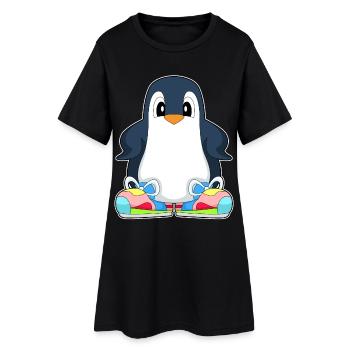 Lustiger Pinguin  - Frauen T-Shirt-Kleid - Schwarz - Vorne
