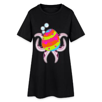 Oeuf de Pâques Octopus - Robe T-shirt Femme - noir - Devant