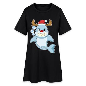Requin Noël renne - Robe T-shirt Femme - noir - Devant