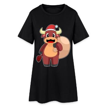 Bull Christmas Christmas sack - Women’s T-Shirt Dress - black - Front