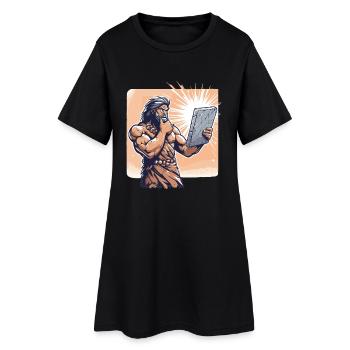 Idée Idée homme des cavernes Pierre Tablette cadeau - Robe T-shirt Femme - noir - Devant