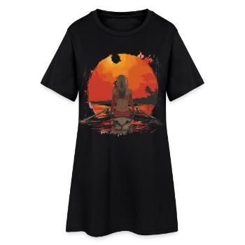 Rameur d’illustration - Robe T-shirt Femme - noir - Devant