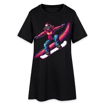 Snowboarding Pixel - Frauen T-Shirt-Kleid - Schwarz - Vorne