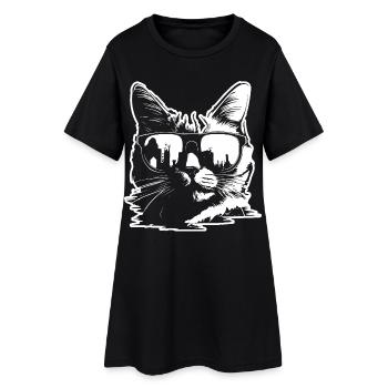 Lunettes de soleil Chat Illustration - Robe T-shirt Femme - noir - Devant