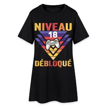 Level 18 Freigeschaltetes Geschenk 18 Jahre alter Gamer Geek Lustig - Frauen T-Shirt-Kleid - Schwarz - Vorne