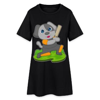 Chien Cricket Battes de cricket - Robe T-shirt Femme - noir - Devant