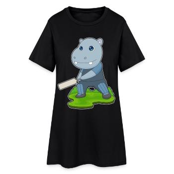 Hippopotame Cricket Battes de cricket - Robe T-shirt Femme - noir - Devant