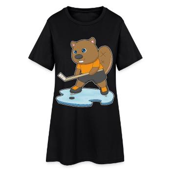 Biber Eishockey Eishockeyschläger - Frauen T-Shirt-Kleid - Schwarz - Vorne