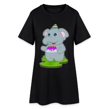 Elephant Birthday Cake - Women’s T-Shirt Dress - black - Front