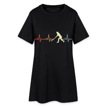 Hockey Herzschlag - Frauen T-Shirt-Kleid - Schwarz - Vorne