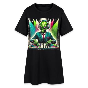 Stylish Alien DJ – Galactic Party Vibes Design - Women’s T-Shirt Dress - black - Front