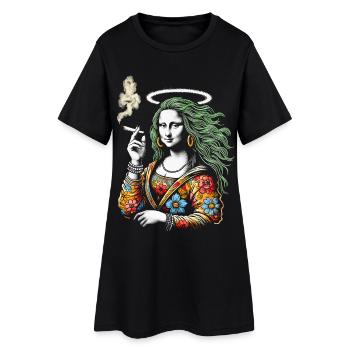 Floral Halo Mona – Retro Smoking Art Design - Robe T-shirt Femme - noir - Devant