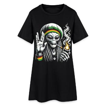 Rasta Alien – Chill and Cosmic Vibes Design - Women’s T-Shirt Dress - black - Front
