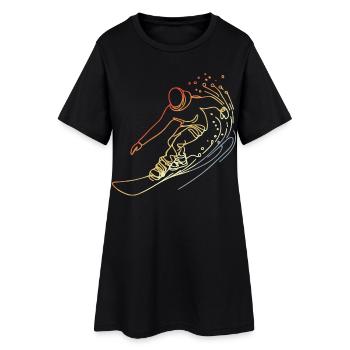 Croquis de snowboarder vintage - Robe T-shirt Femme - noir - Devant