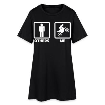Motocross Strichfiguren - Frauen T-Shirt-Kleid - Schwarz - Vorne