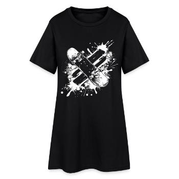 Skateboarding - Frauen T-Shirt-Kleid - Schwarz - Vorne