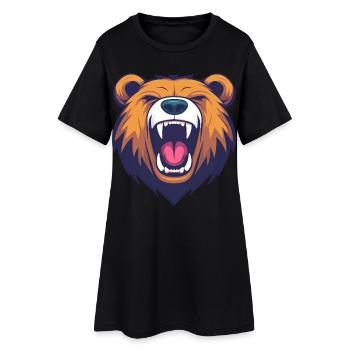 Tête d’ours de dessin animé rugissante - audacieux et ludique - Robe T-shirt Femme - noir - Devant