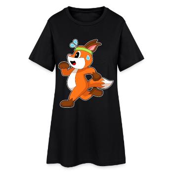 Fuchs Joggen Jogger Sport - Frauen T-Shirt-Kleid - Schwarz - Vorne