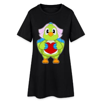Perroquet Mariée Coeur Mariage - Robe T-shirt Femme - noir - Devant