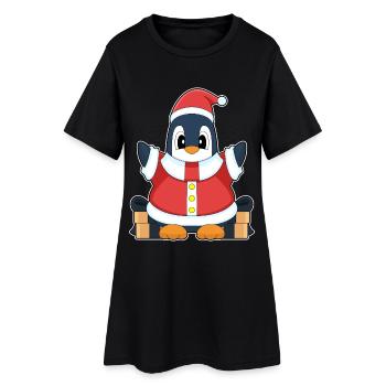 Pingouin Noël Père Noël - Robe T-shirt Femme - noir - Devant