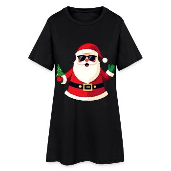 Père Noël cool avec des lunettes de soleil Vacances de Noël amusantes - Robe T-shirt Femme - noir - Devant