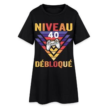Level 40 Freigeschaltetes Geschenk 40 Jahre Gamer Geek Lustig - Frauen T-Shirt-Kleid - Schwarz - Vorne