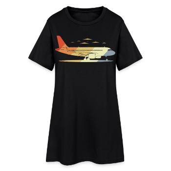 Dessin d’avion Vintage - Robe T-shirt Femme - noir - Devant