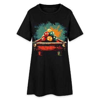 Billard Comic Stil - Frauen T-Shirt-Kleid - Schwarz - Vorne