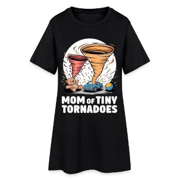 Mom Little Tornadoes Funny Chaos Design - Women’s T-Shirt Dress - black - Front