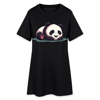 Dessin animé mignon d’un panda endormi - Design adorable - Robe T-shirt Femme - noir - Devant