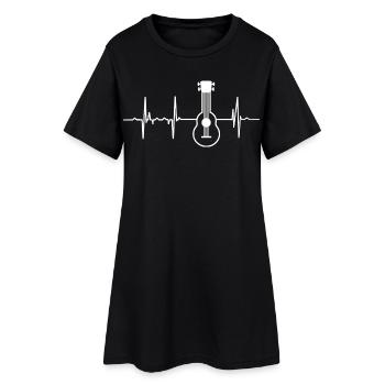 Mein Herz schlägt für Ukulele - Frauen T-Shirt-Kleid - Schwarz - Vorne